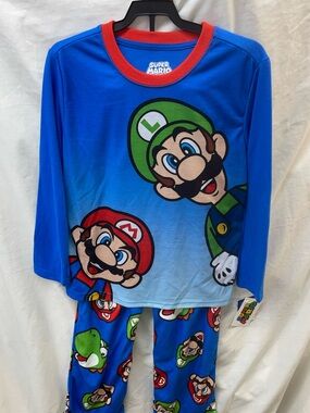 NEW!!! Nintendo Super Mario blue pajamas set boys sz 8